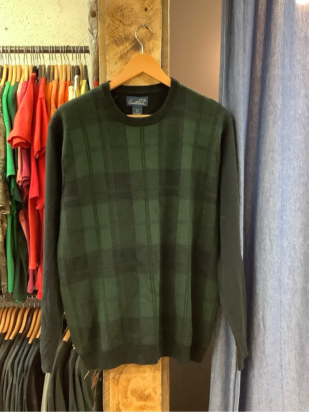 Vintage green plaid sweater